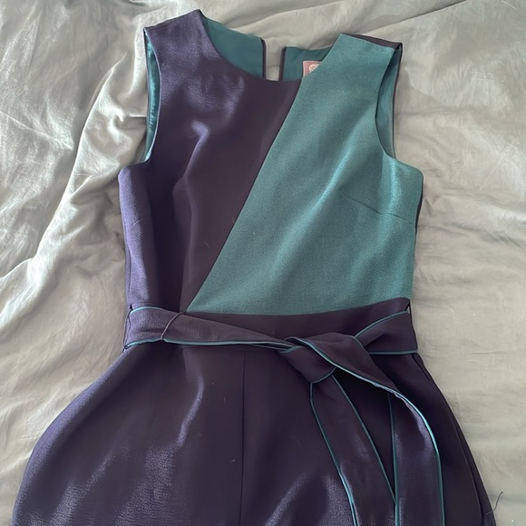 Vince Camuto blue and green colorblocked full length jumpsuit - Picture 3 of 6